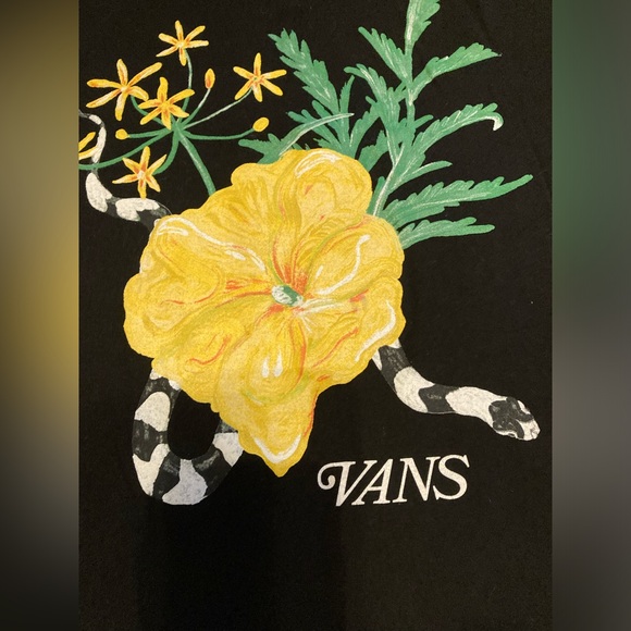 VANS Off the Wall rare vintage black T-shirt with snake & flower, size small - Picture 2 of 6